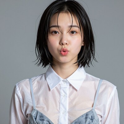 Young Asian woman blowing kiss