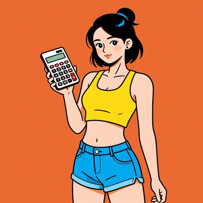 Woman Holding Calculator