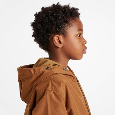 Young Black Boy in Brown Hooded Jacket