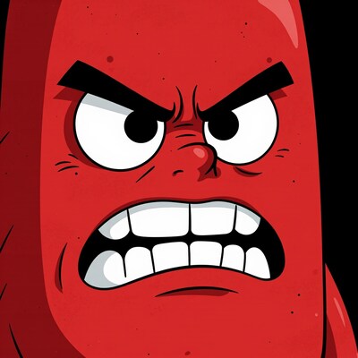Angry Red Cartoon Face