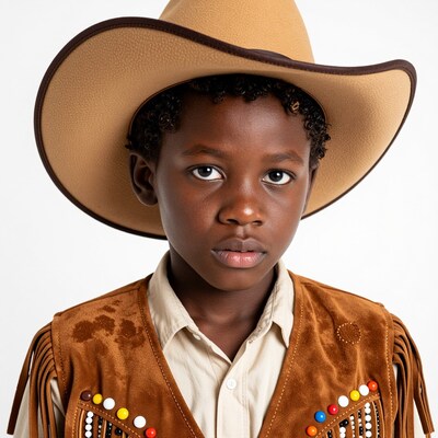 Young Black Boy in Cowboy Hat