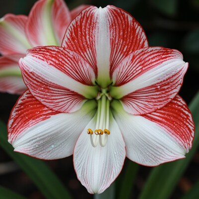 Red White Amaryllis Flower