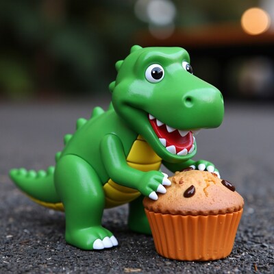 Green Dinosaur Toy with Muffin