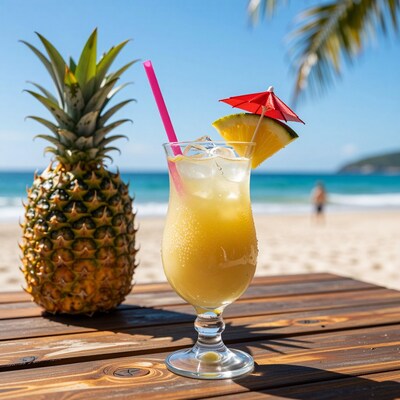 Pineapple Cocktail on Beach