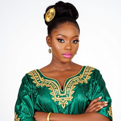 Elegant African Woman in Green Dress