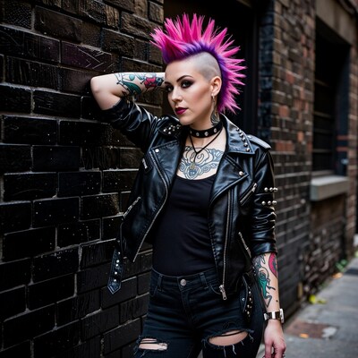 Punk Woman with Pink Mohawk