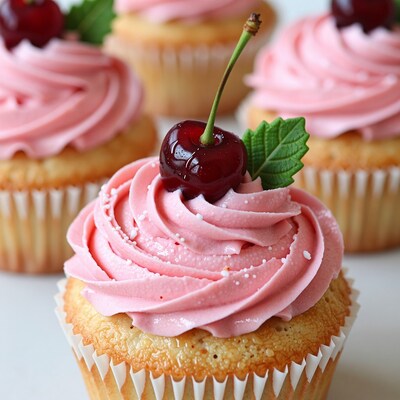 Pink Cherry Cupcakes
