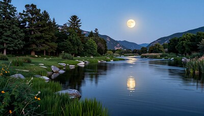 Moonlit River Landscape