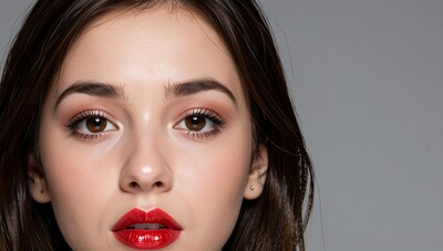 Woman with red lipstick
