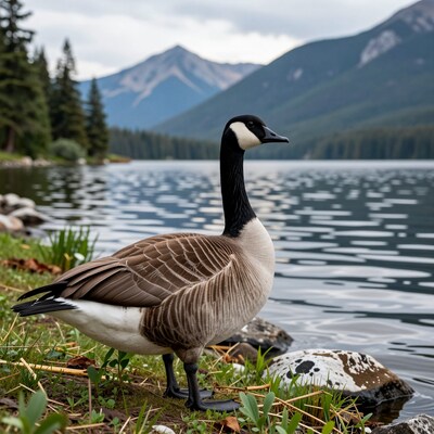 Canada Goose by Mountain Lake