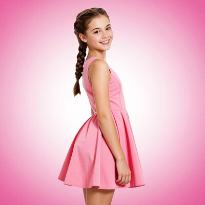 Young girl in pink dress
