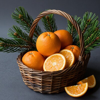 Oranges in Wicker Basket