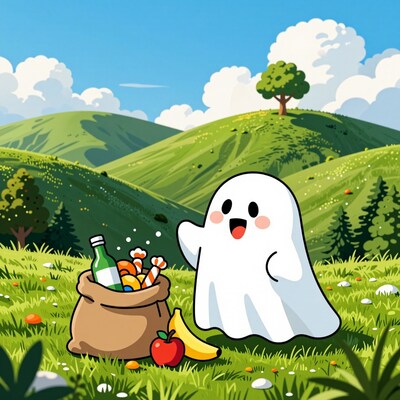 Cartoon Ghost Picnic