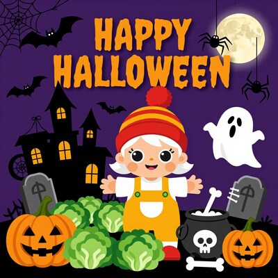 Happy Halloween Cartoon Girl