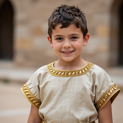 Smiling Roman boy in tunic