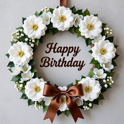 White Flower Birthday Wreath