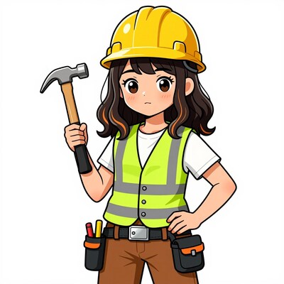 Cartoon Girl Construction Worker