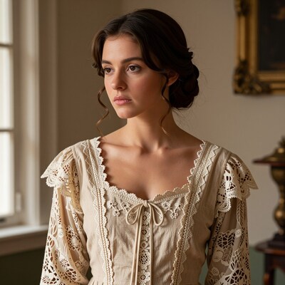 Regency woman in lace dress