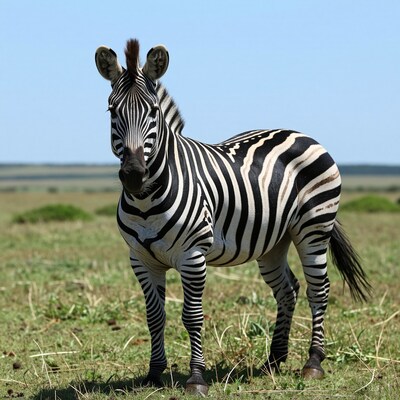 Zebra standing in grassland