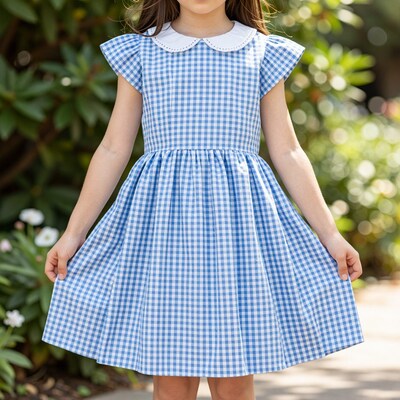 Girl in Blue Gingham Dress