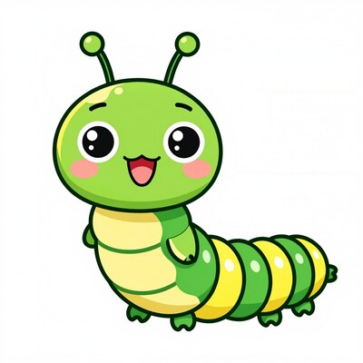 Cute Green Caterpillar