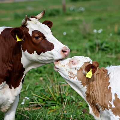 Cow and Calf Nuzzling