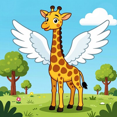 Winged Giraffe Cartoon