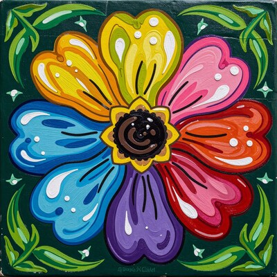 Rainbow Flower Painting
