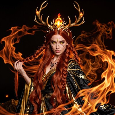 Fire Queen with Antler Crown