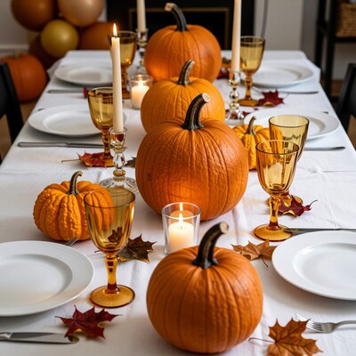 Thanksgiving Pumpkin Table Setting