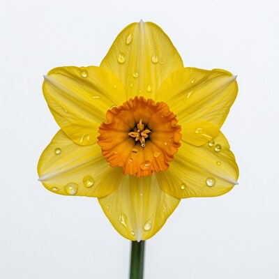 Yellow Daffodil with Dew Drops