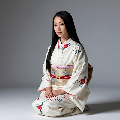 Japanese woman in white kimono