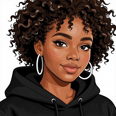 Young Black Woman Curly Hair