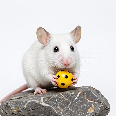 White Mouse with Yellow Ball