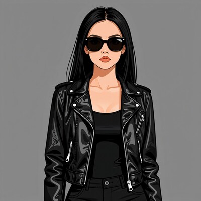Woman in Black Leather Jacket