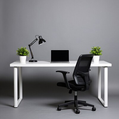 Modern White Office Desk Setup