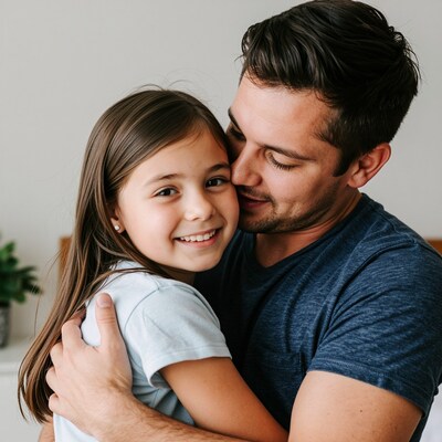 Father hugging daughter