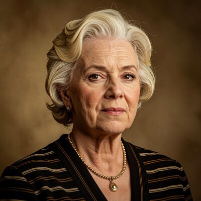 Elderly woman with white hair portrait