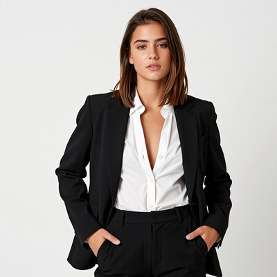 Woman in black suit