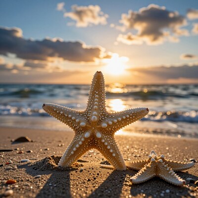 Starfish on Beach at Sunset