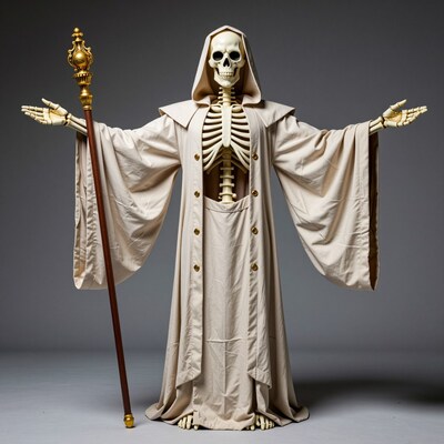 Skeleton in White Robe with Staff