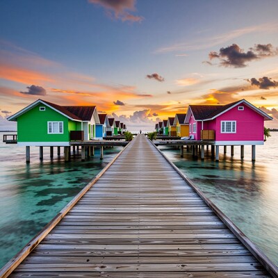 Colorful Overwater Bungalows