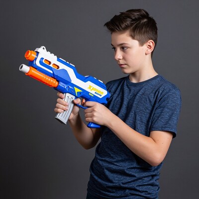 Boy with toy water gun