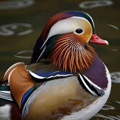 Mandarin Duck Swimming
