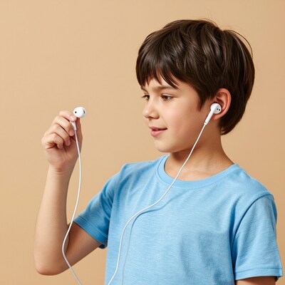 Boy with white earphones