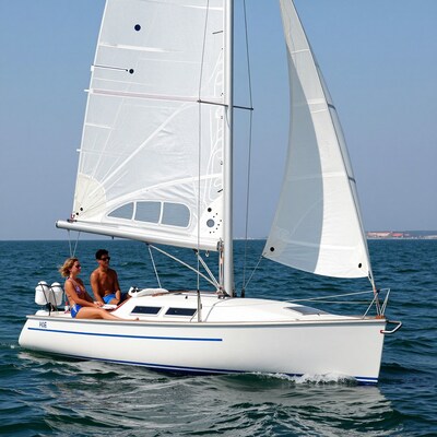Couple Sailing Yacht
