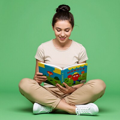 Woman reading children's book