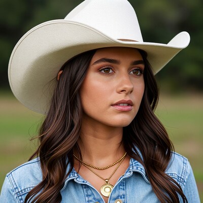 Woman in White Cowboy Hat