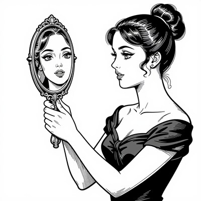 Woman Looking in Mirror