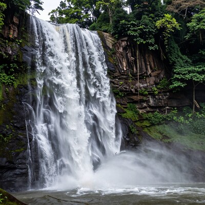 Tropical Waterfall Cascade